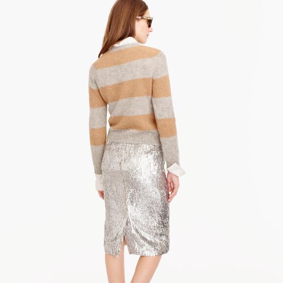 NWT J Crew Sequin Pencil Silver‎ Skirt - Picture 4 of 12